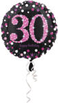 Balloons4party Balon folie rotund imprimat 30 roz si negru 43 cm
