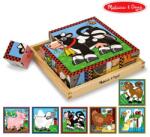 Melissa & Doug Дървени кубчета 6 картинки Ферма - Melissa and Doug