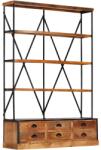vidaXL Bibliotecă 4 rafturi 6 sertare 122x36x181 cm lemn masiv mango (284423) Biblioteca