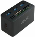 LogiLink HUB USB LOGILINK CR0042, USB 3.0 x 3, slot SD, MicroSD, M2, MS Duo/Pro, CF, conectare prin USB 3.0 (Negru) (CR0042)