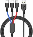 Cellect 3in1 USB apa - (MicroUSB + USB-C + Lightning) apa Adat- és töltőkábel 1.2m - Fekete (5999076790463)