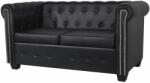 vidaXL Canapea Chesterfield cu 2 locuri, piele artificială, negru (242369) Canapea