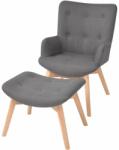 vidaXL Fotoliu cu taburet pentru picioare, gri, material textil (244662)
