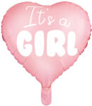 PartyDeco Balon din folie inimioară roz - It's a girl