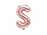 PartyDeco Balon din folie Mini - Litera S 35 cm auriu-roze