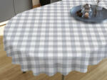 Goldea față de masă decorativă menorca - carouri mari gri și albe - ovală 140 x 240 cm Fata de masa