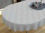 Goldea față de masă decorativă menorca - carouri gri și albe - ovală 120 x 160 cm Fata de masa