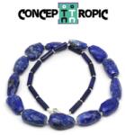  Colier din Lapis Lazuli Tub - Neregulat Fatetat - Accesorii Argint 925