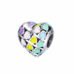 Ékszerkirály Ezüst szív charm színes szívecskékkel (32931638427)