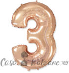 Flexmetal Baloane Cifra 3 Roz Gold Folie