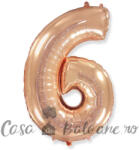 Flexmetal Baloane Cifra 6 Roz Gold Folie