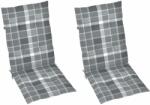 vidaXL Perne scaun spătar înalt, 2 buc. gri carouri 120x50x3 cm textil (314128)
