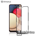 Amorus SAMSUNG Galaxy A02s, Galaxy M02s, AMORUS üvegfólia, Full glue, Full cover, 0, 33mm, 9H, Fekete