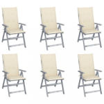 vidaXL 6 db dönthető tömör akácfa kerti szék párnával (3065317/18/19)
