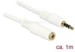 Delock Kábel - 84480 (3, 5 mm Jack Hosszabbító kábel, apa/anya, iPhone 4 pin, fehér, 1m) (DL84480) (DL84480)
