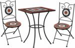 vidaXL Set de bistro mozaic, 3 piese, cărămiziu & alb, placă ceramică (279415) - vidaxl
