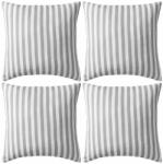 vidaXL Perne de exterior, 4 buc, imprimeu dungi, 45x45 cm, gri (132310)