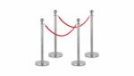 AVInox Kordonoszlop 1, 5 m hosszú piros kordonkötéllel terelőkorlát terelőszalag 4 db rozsdamentes acél kordonoszlop