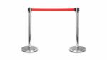 AVInox Kordonoszlop kihúzható kordonszalag 170 cm piros terelőkorlát terelőszalag 2 db rozsdamentes acél kordonoszlop