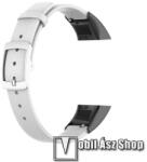  Okosóra szíj - FEHÉR - valódi bőr - 135mm + 98mm hosszú - Huawei Band 4 / Honor Band 5i