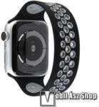  Okosóra szíj - légáteresztő, sportoláshoz, szilikon - 155mm hosszú - FEKETE / SZÜRKE - APPLE Watch Series 1/2/3 38mm / 4/5/6/SE 40mm / 7/8/9 41mm