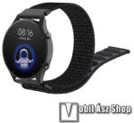  Okosóra szíj - szövet, tépőzáras - 22mm széles - FEKETE - Xiaomi Watch Color / SAMSUNG Galaxy Watch 46mm / HUAWEI Watch GT 2 46mm / Gear S3 Frontier