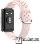  Okosóra szíj - légáteresztő, sportoláshoz, szilikon - 136mm + 92mm hosszú - RÓZSASZÍN - HUAWEI Watch Fit / Watch Fit Elegant Edition