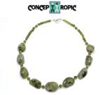 Colier din Prehnit Neregulat Fatetat - Olivina Rotund - Accesorii Argint 925 - concepttropic - 333,00 RON