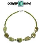  Colier din Prehnit Neregulat Fatetat - Olivina Rotund - Accesorii Argint 925 - concepttropic - 295,00 RON