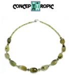  Colier din Prehnit Neregulat Fatetat - Olivina Rotund - Accesorii Argint 925 - concepttropic - 191,00 RON