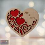 Love & Lights Egyedi feliratos szív alakú fa gyűrűtartó