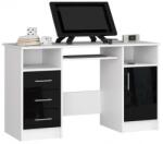 AKORD Íróasztal 124x52cm fehér, magasfényű fekete (IP0PANABIA)