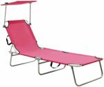 vidaXL Șezlong pliabil cu baldachin, oțel, roz magenta (310327)