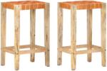 vidaXL Scaune de bar, 2 buc. , maro, 75 cm, piele naturală (321830)