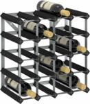 vidaXL Suport de vinuri, 20 sticle, negru, lemn masiv de pin (325914) Suport sticla vin