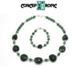  Set Colier si Bratara din Fucsit Neregulat Fatetat - Aventurin Rotund Fatetat - Accesorii Argint 925