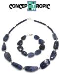  Colier din Sodalit Rotubd Fatetat 2, 5x2, 5 mm - Accesorii de Argint 925 - 1 Buc