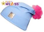 Baby Nellys Căciuliță tutu din bumbac bebeluși floare Baby Nellys ® - albastru deschis, 48-52