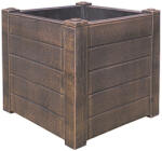 iGarden Ghiveci PE rustic, patrat, imitatie lemn, model TEAK S