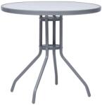 vidaXL Masă de grădină, gri deschis, 80 cm, oțel și sticlă (312215)