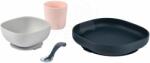 Beaba Étkészlet Beaba Silicone meal set szilikonból 4 részes rózsaszin-szürke-kék kisbabáknak (BE913506)