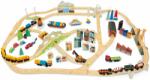 Tender Leaf Toys Cale ferată alpină din lemn Mountains View Train Set Tender Leaf Toys călătorie în jurul lumii prin orașe și munți 58 de piese și accesorii (TL8703) Trenulet