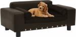 vidaXL Canapea pentru câini, maro, 81x43x31cm, pluș & piele ecologică (170955) - comfy