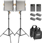 Neewer Kit 2 Panouri Neewer Bi Color 480 LED, trepiezi 200 cm, 4 baterii si 2 incarcatori + gentute transport