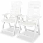 vidaXL Scaune de grădină rabatabile, 2 buc. , alb, plastic (43895) - comfy