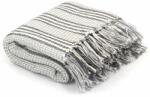 vidaXL Pătură decorativă cu dungi, bumbac, 125 x 150 cm, gri și alb (245327) - comfy Patura