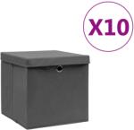 vidaXL Cutii depozitare cu capac, 10 buc. , gri, 28x28x28 cm (325194)