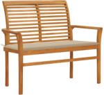 vidaXL Bancă de grădină, cu pernă bej, 112 cm, lemn masiv de tec (3062652) - comfy