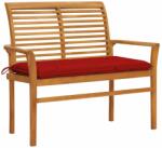 vidaXL Bancă de grădină cu pernă roșie, 112 cm, lemn masiv de tec (3062670) - comfy