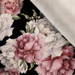 Takoy Bársony / velvet szövet ELIZA bazsarózsák feketén